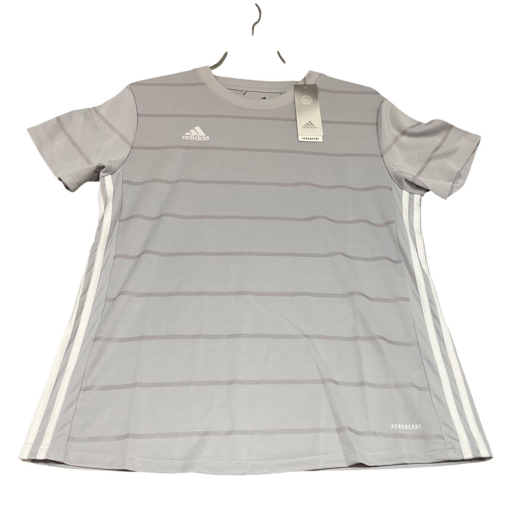 Adidas Campeon 21 Soccer Jersey Womens Large Grey White GN5732 AEROREADY NWT